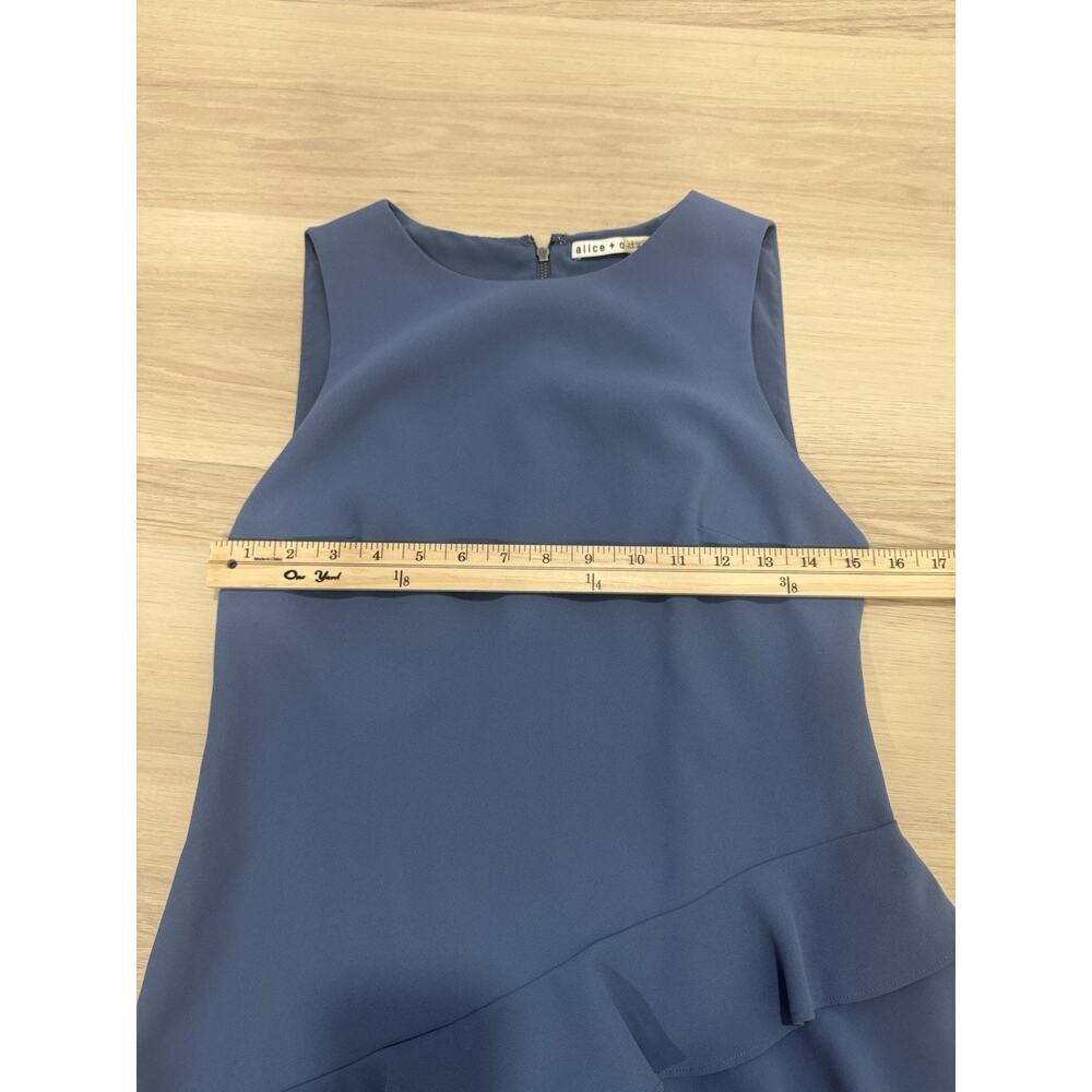 Alice+Olivia Womens Clive Sleeveless Blue Asymmetrical Ruffled Mini Dress Size 2 - Picture 9 of 9